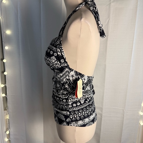 St. John's Bay Black and White Halter Swim Top - Picture 3 of 9